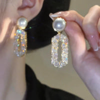 Pearl & Oval Diamond Eardrops
